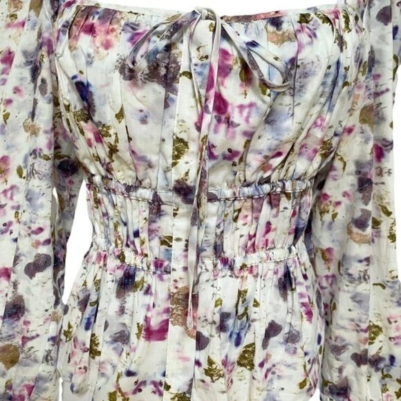 J. Crew x Flora Obscura Blouse Cinched-waist Top in Kaleidoscope Floral NWT - Picture 13 of 16